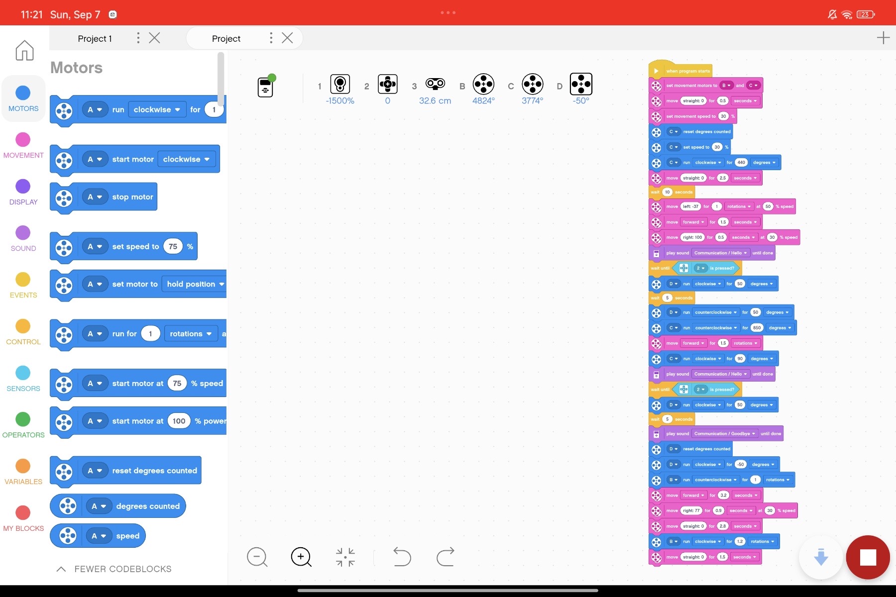 EV3 Classroom programming interface showing Mobidrop's code blocks